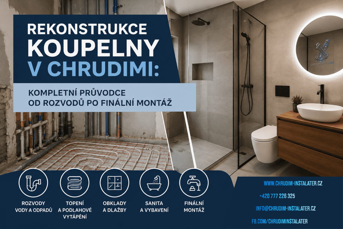 Instalatérství Chrudim | Nikola Pelikán Plánujete rekonstrukce koupelny v Chrudimi? Náš průvodce vás provede cenami pro rok 2026, plánováním rozvodů a finální montáží. Získejte koupelnu bez stresu.